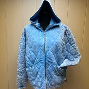 New with tags wild fable, cotton blend bomber jacket. Light blue, and color.